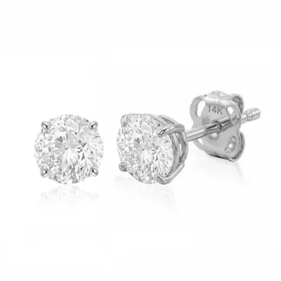 Lab Created 14k Yellow Gold 5MM Solitaire Round Earrings Studs Embellished with Swarovski Zirconia by Belk & Co