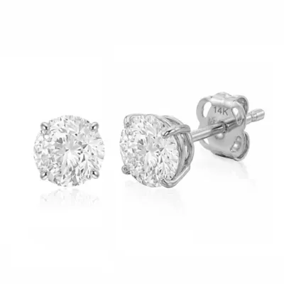 Lab Created 14k Yellow Gold 6MM Solitaire Round Earrings Studs Embellished with Swarovski Zirconia by Belk & Co