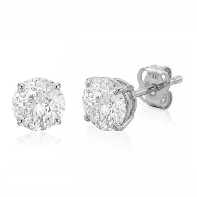 Lab Created 14k Yellow Gold 6.5MM Solitaire Round Earrings Studs Embellished with Swarovski Zirconia by Belk & Co