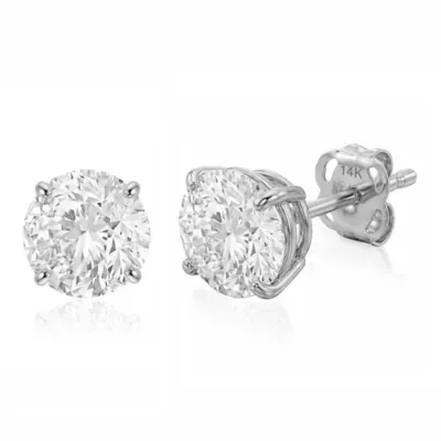 Lab Created 14k Yellow Gold 7MM Solitaire Round Earrings Studs Embellished with Swarovski Zirconia by Belk & Co