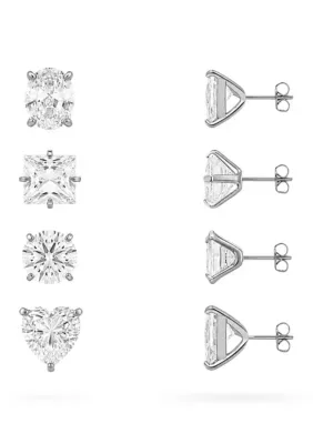 Fine Plated Cubic Zirconia Multi Shape Stud Earrings Snap Set by Belk & Co