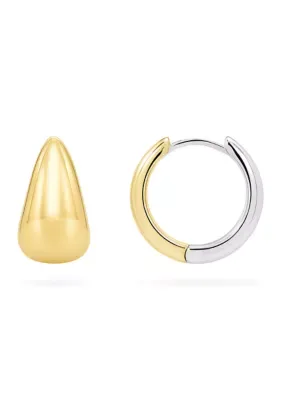 Two Tone Plated Polished Dome Huggie Earrings by Belk Silverworks
