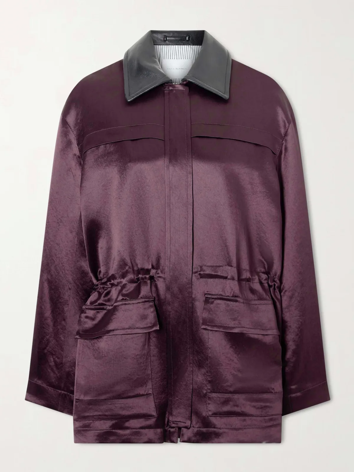 - Leather-trimmed Sateen Jacket -