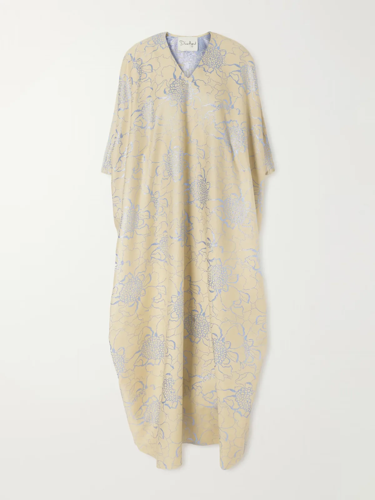 - Floral-embroidered Woven Kaftan -