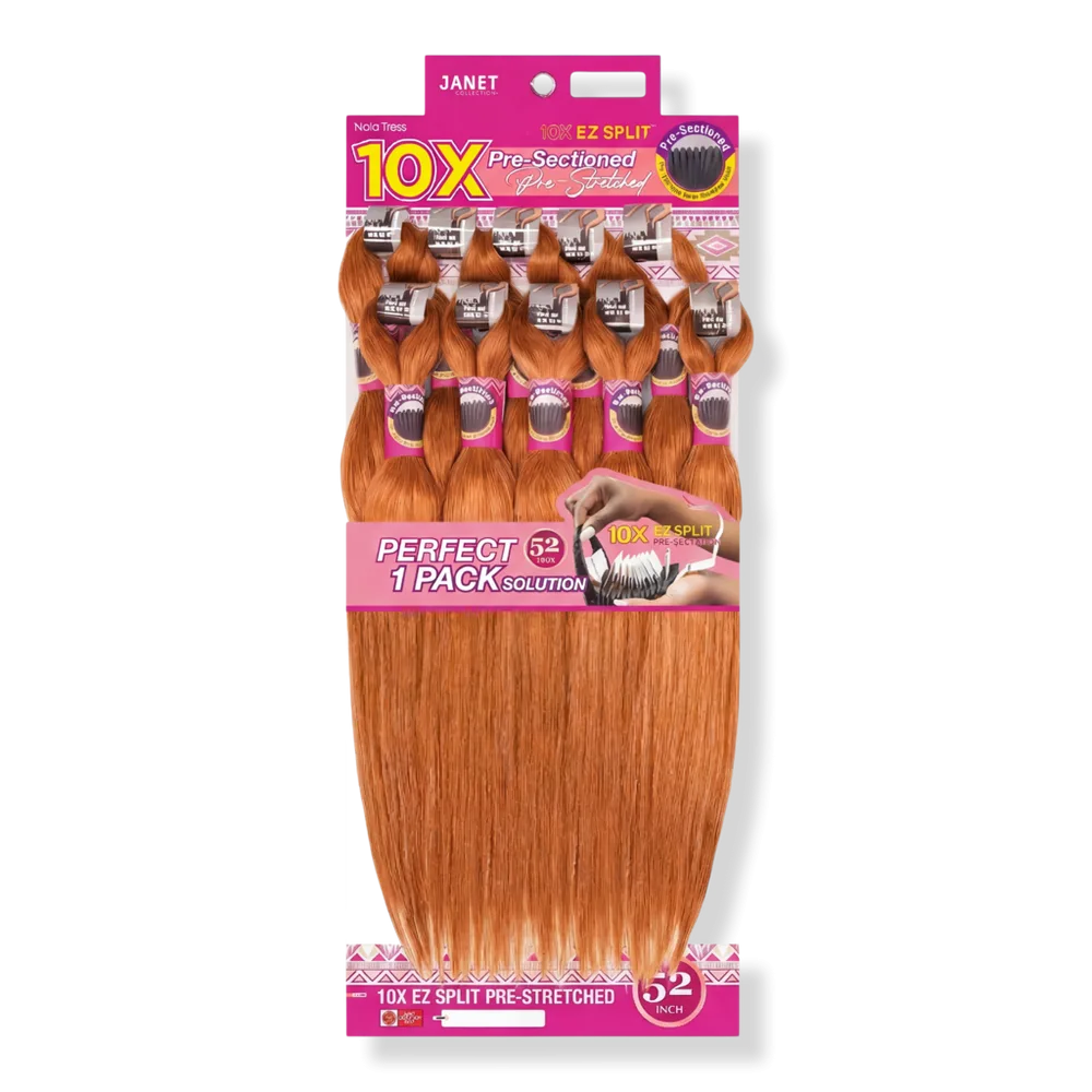 10X EZ Split Pre-Stretched 52 Braiding Hair - 30 Medium Auburn by Janet Collection