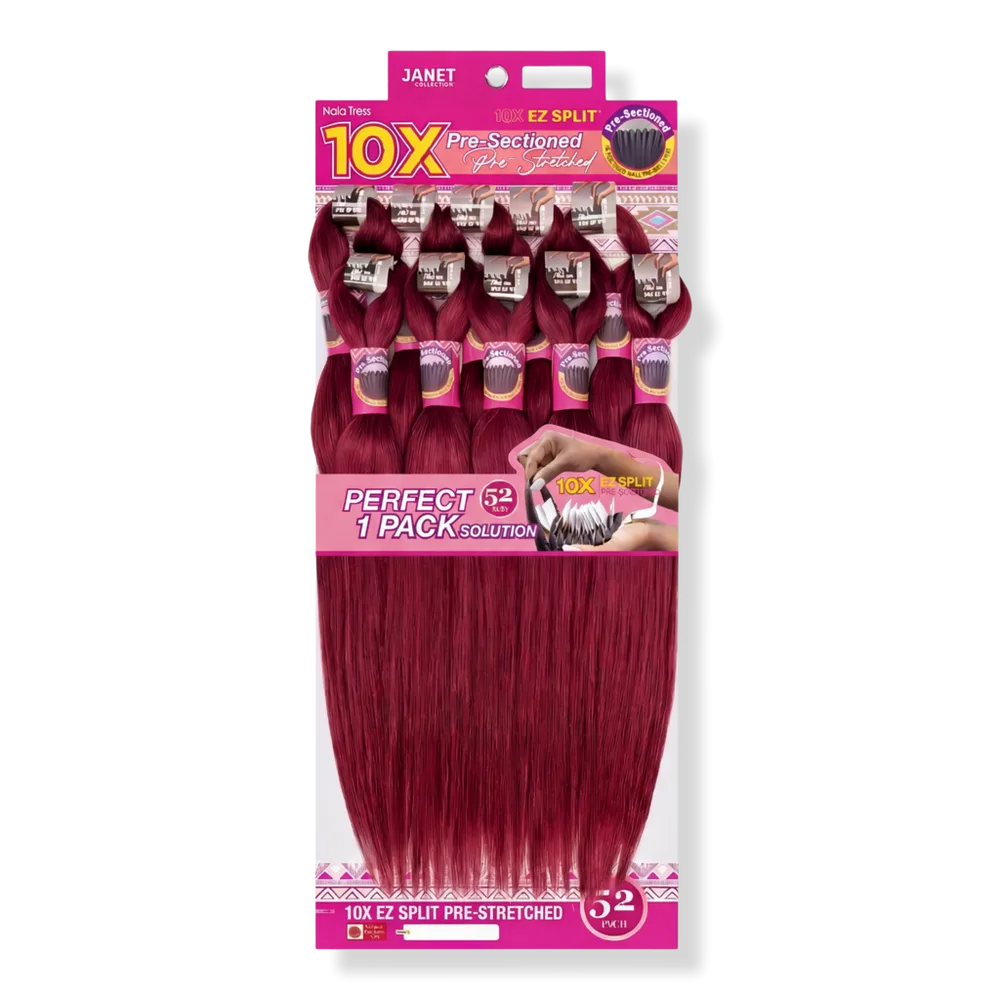 10X EZ Split Pre-Stretched 52 Braiding Hair - Burgandy by Janet Collection