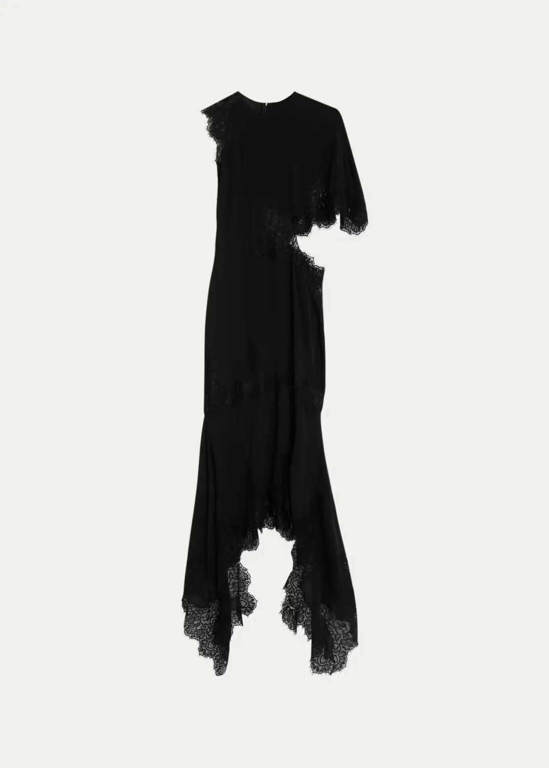 One-Shoulder High-Low Dress with Lace Detail by Stella McCartney