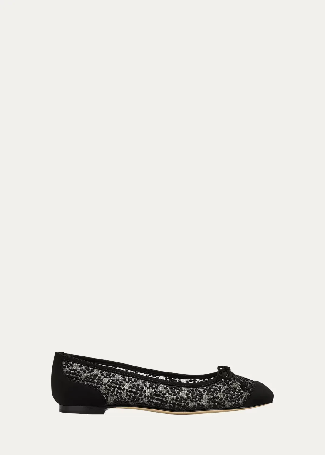 Capbal Lace Cap-Toe Ballerina Flats by Manolo Blahnik