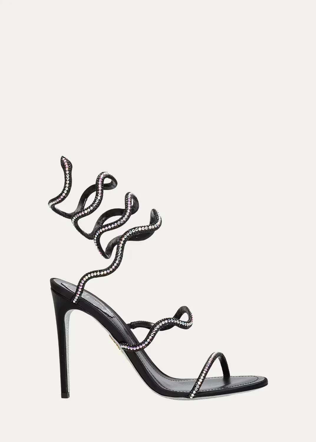 105mm Embellished Satin Snake-Wrap Sandals by Rene Caovilla