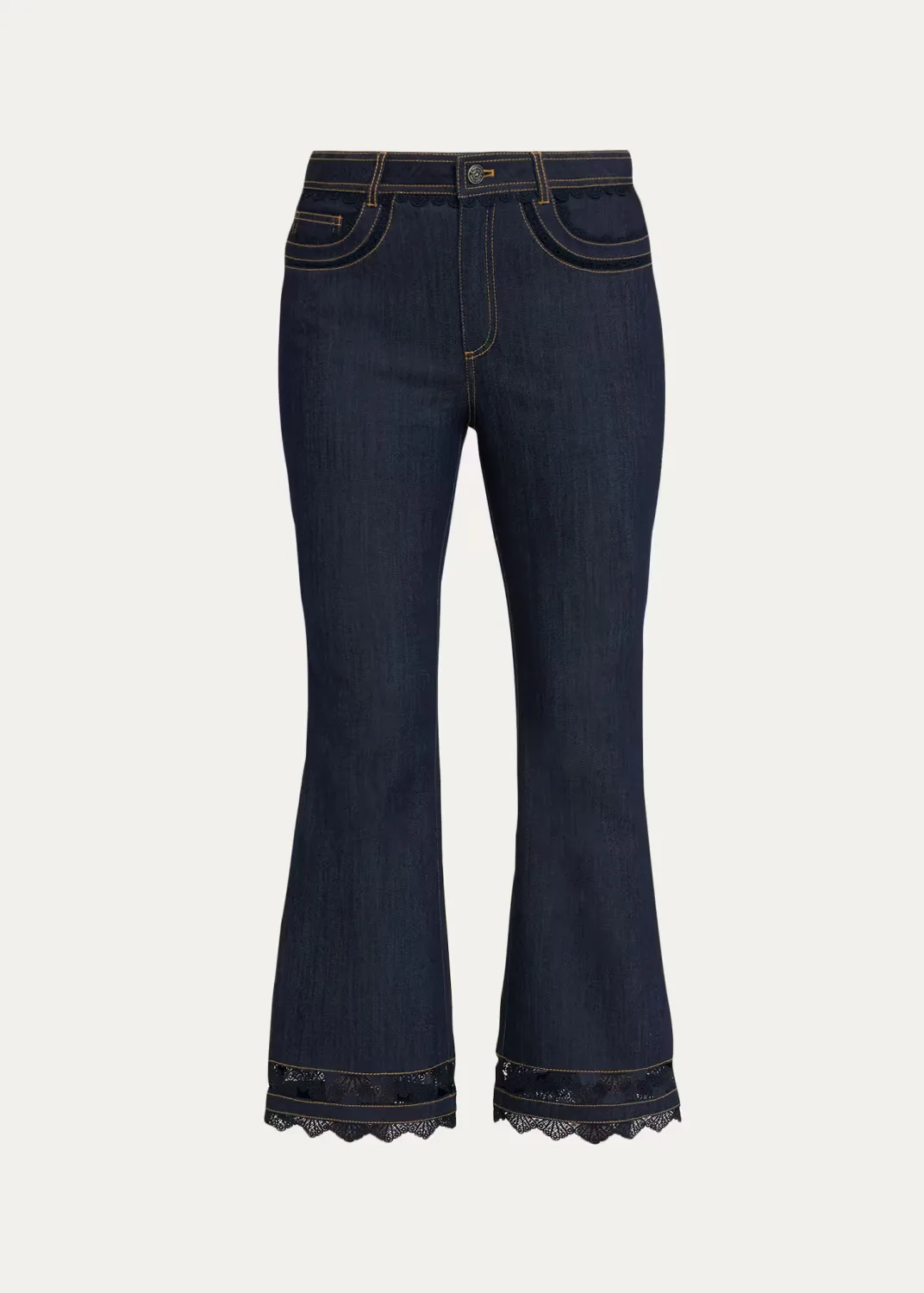 Stevie Guipure Lace Crop Flare Jeans