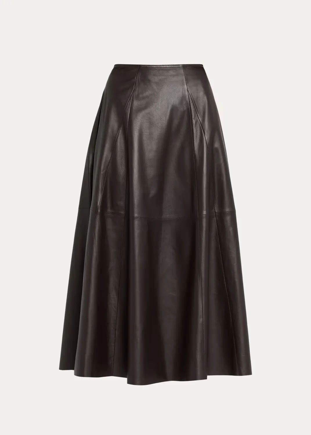 Eleni Leather A-Line Midi Skirt