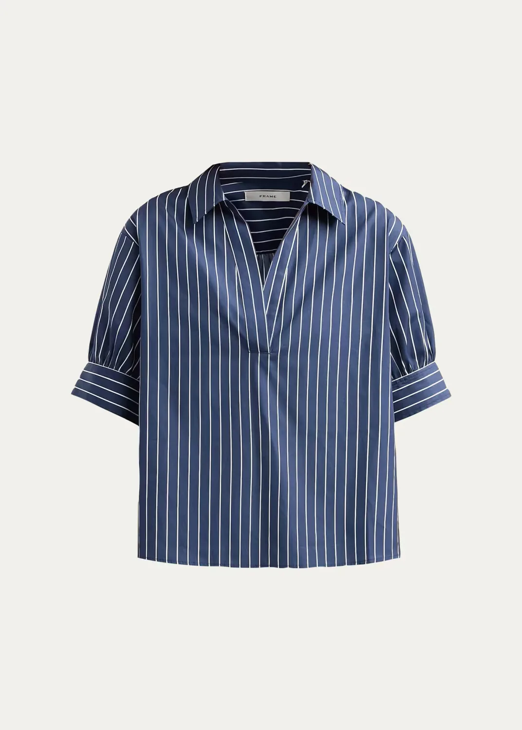 The Popover Striped Cotton Top by FRAME