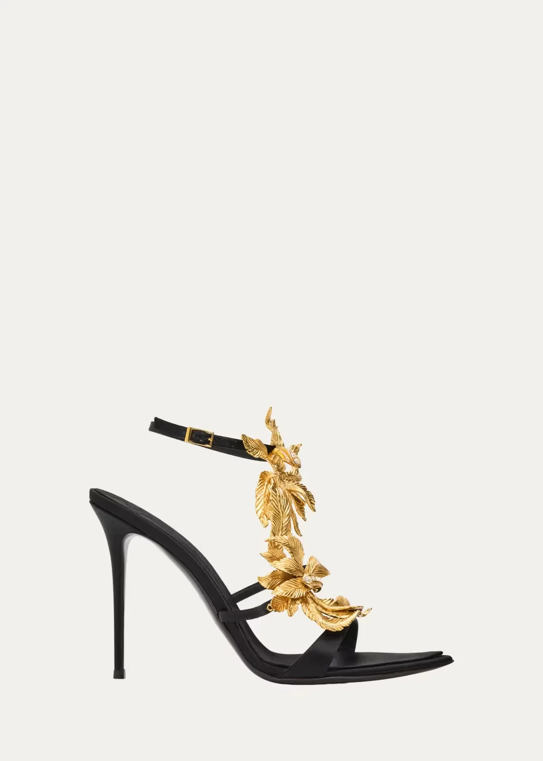 Incanto Oro 105MM 3D-Floral Satin Sandals by Giuseppe Zanotti