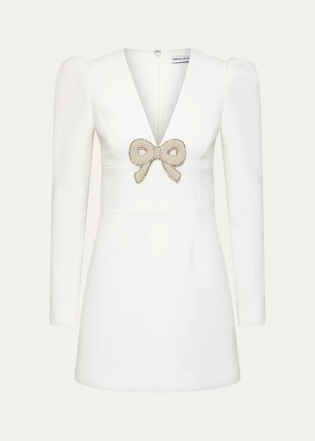 Dreamer Bow-Embellished Crepe Mini Dress by Rebecca Vallance