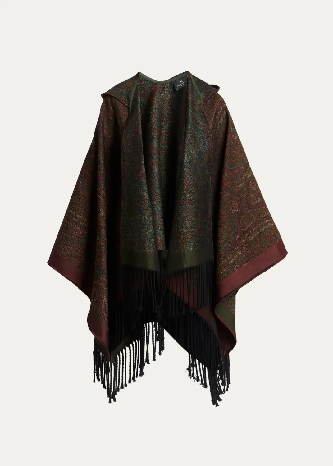 Paisley Wool-Blend Jacquard Hooded Cape by ETRO