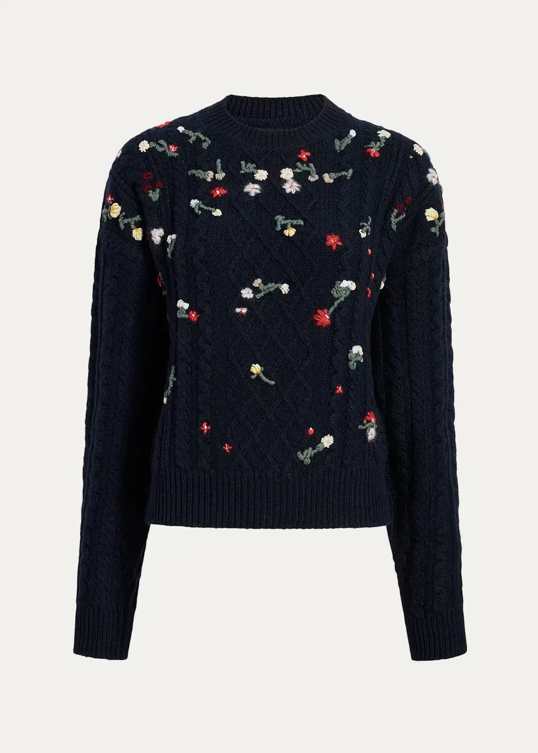 Elias Floral-Embroidered Cashmere Sweater by Khaite