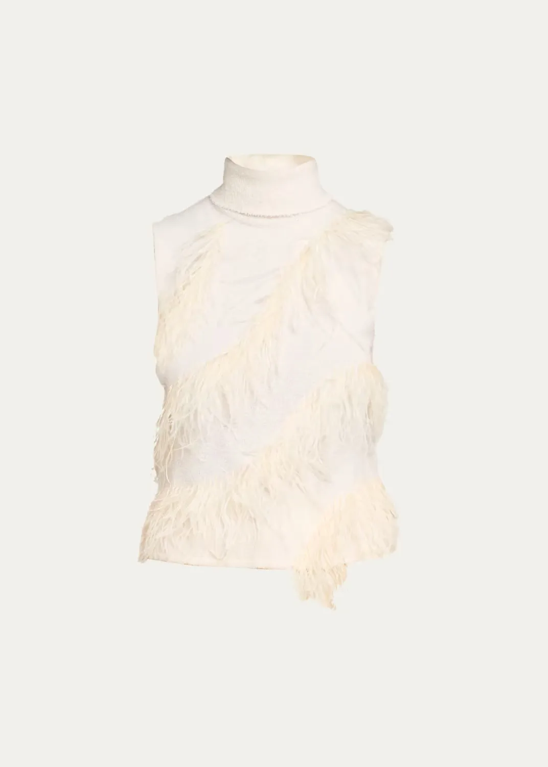 Elinor Sleeveless Feather Turtleneck Top by SIMKHAI
