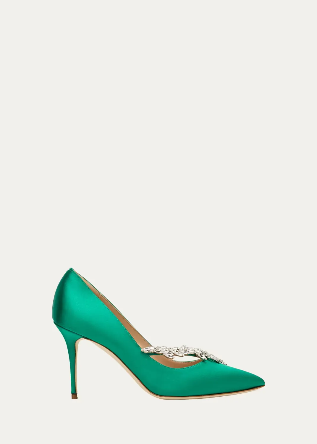 90mm Nadira Embellished Satin Pumps by Manolo Blahnik