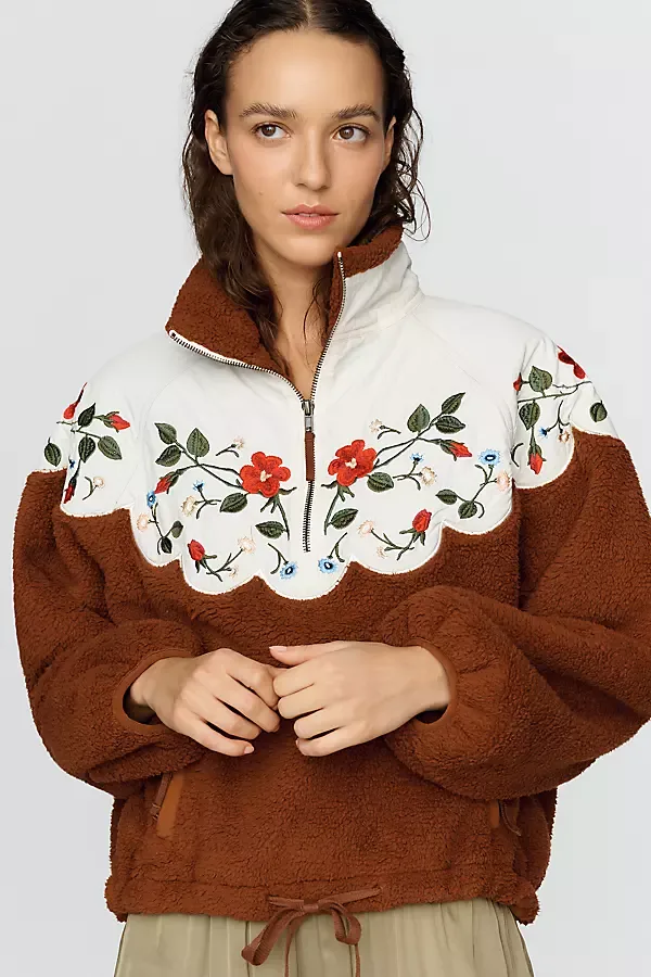 The Plush Wildflower Funnel Neck Pullover by The Great