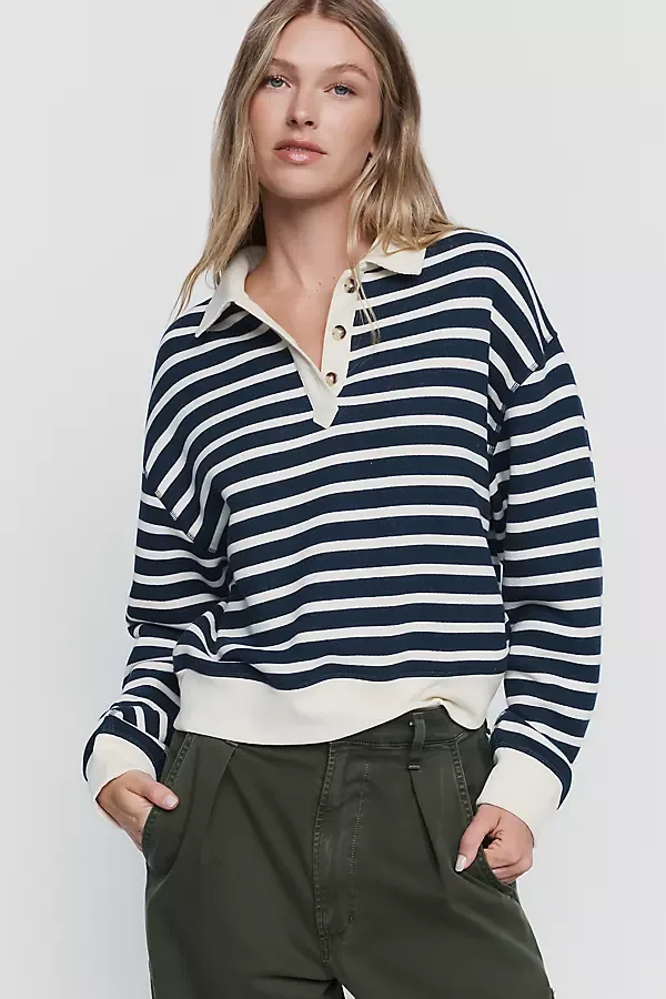 Vintage Terry Striped Polo Top by rag & bone