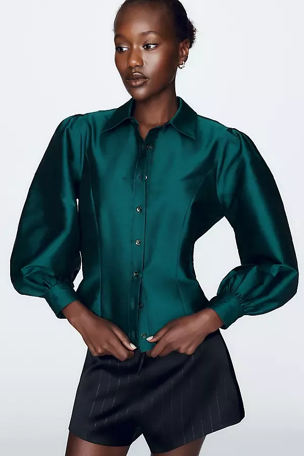 Adeline Taffeta Puff Sleeve Blouse by Mille