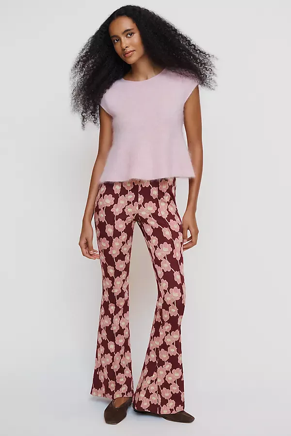 Poppy Jacquard Kick Flare Pull on Pants
