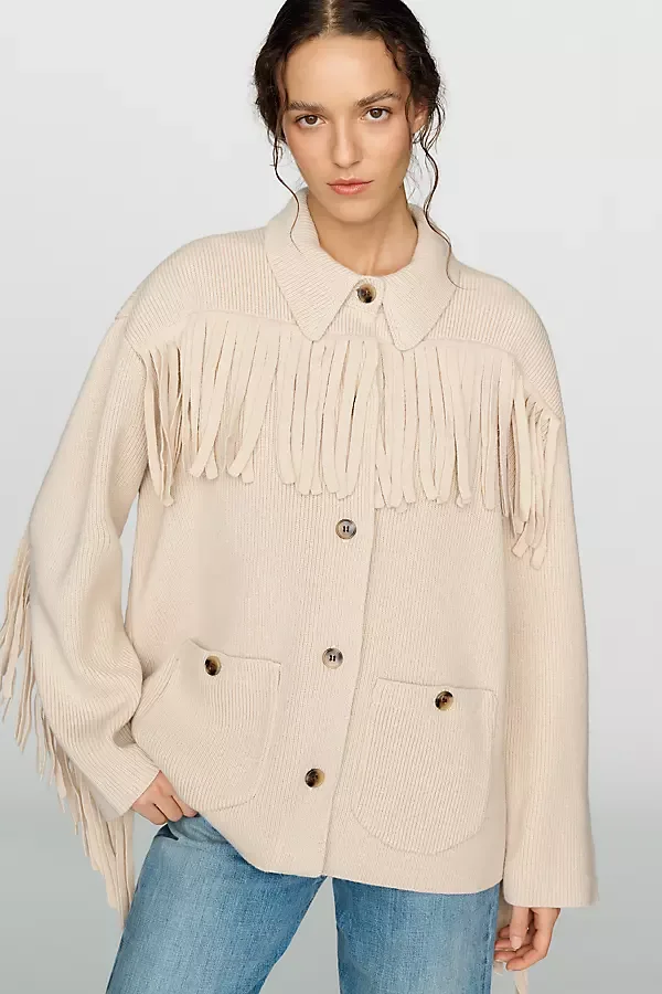 Wool Blend Western Fringe Sweater by The Great