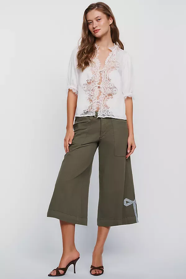 Mid Rise Wide Leg Culotte Pants by Pilcro