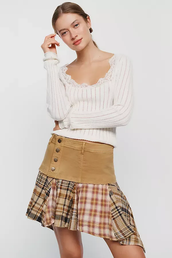 Twofer Asymmetrical Mini Skirt by Pilcro