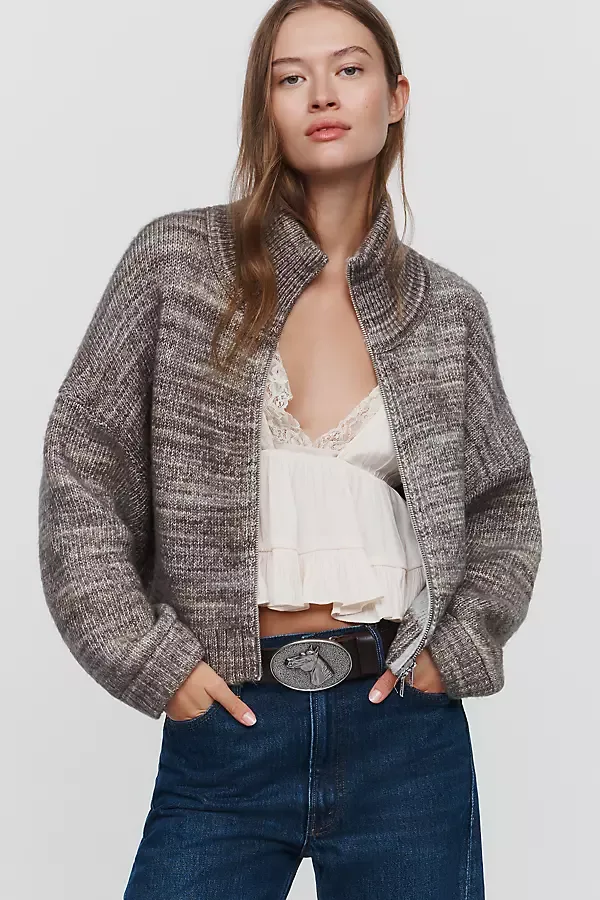 Wool Blend Funnel Neck Sweater