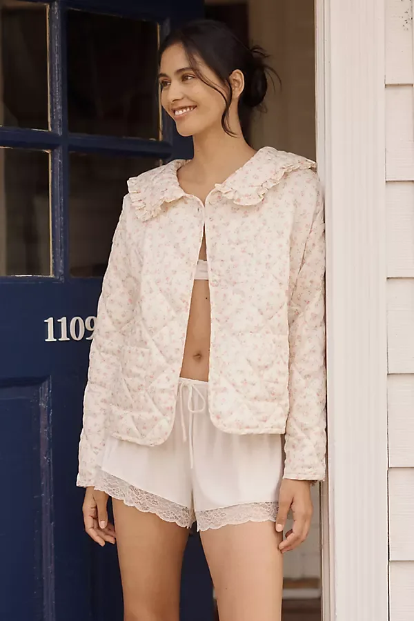 Rosette Floral 100% Cotton Bed Jacket by Papinelle