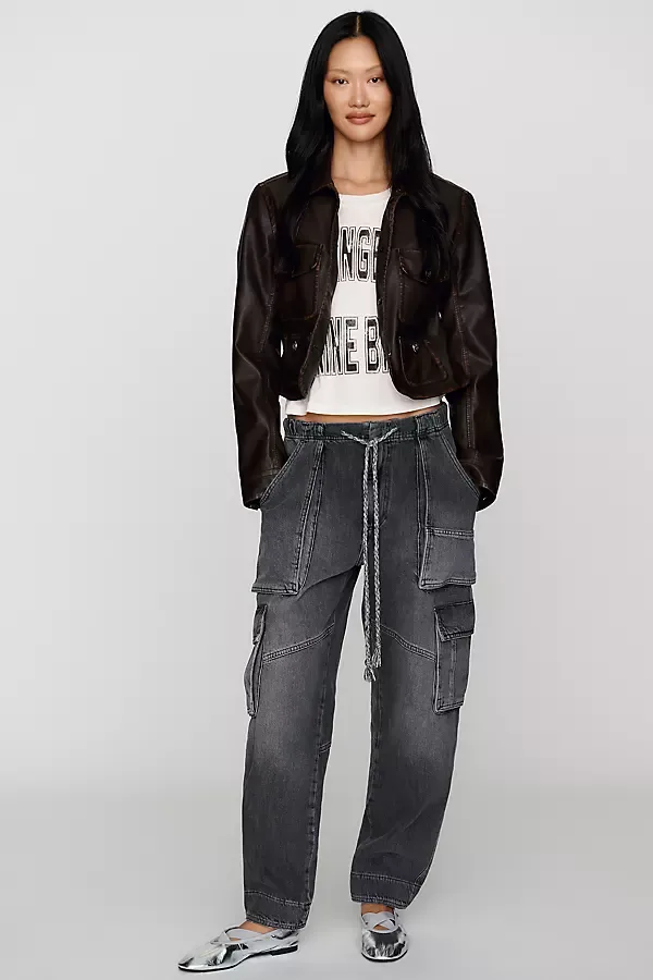 Aleutian Peg High Rise Taper Utility Jeans by Pilcro
