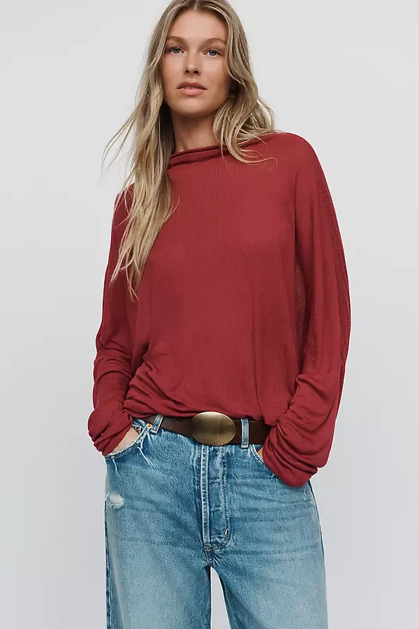 Featherweight Cashmere Blend Ribbed Top by Anthropologie