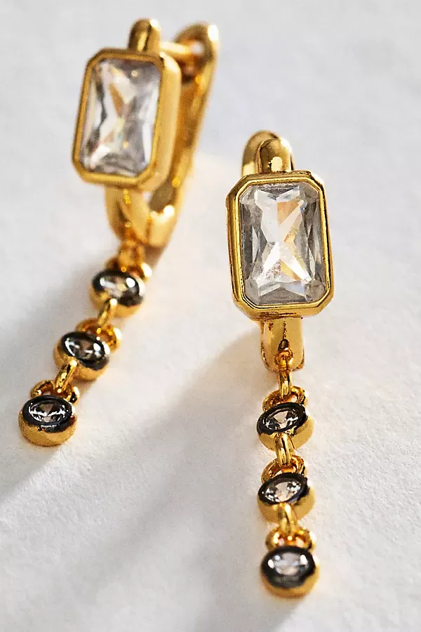 Two Tone Crystal Pendant Earrings by Anthropologie