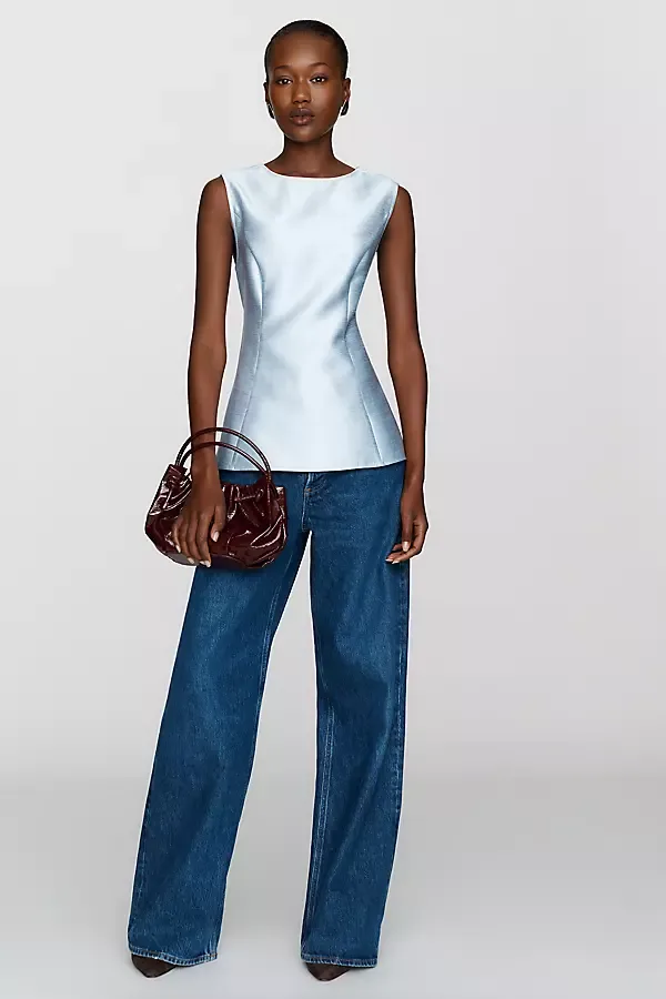 Satin Open Back Blouse by Mare Mare