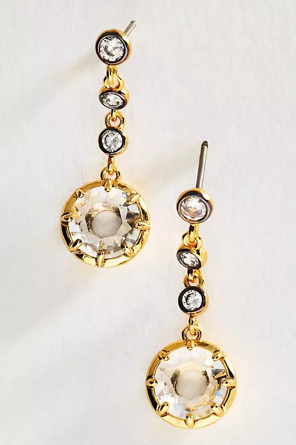 Two Tone Round Crystal Earrings by Anthropologie