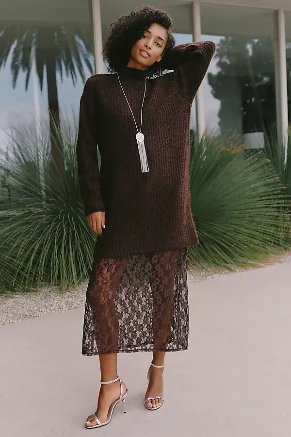 Sweater Lace Midi Dress by Anthropologie