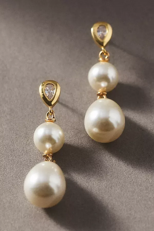 Crystal & Pearl Drop Earrings by A.B. Ellie
