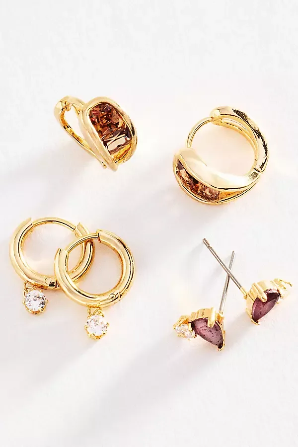 Birthstone Earrings, Set of 3