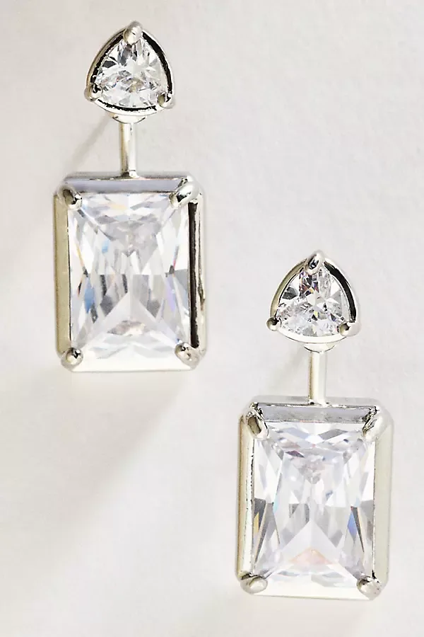 Emerald Cut Front Back Earrings by Anthropologie
