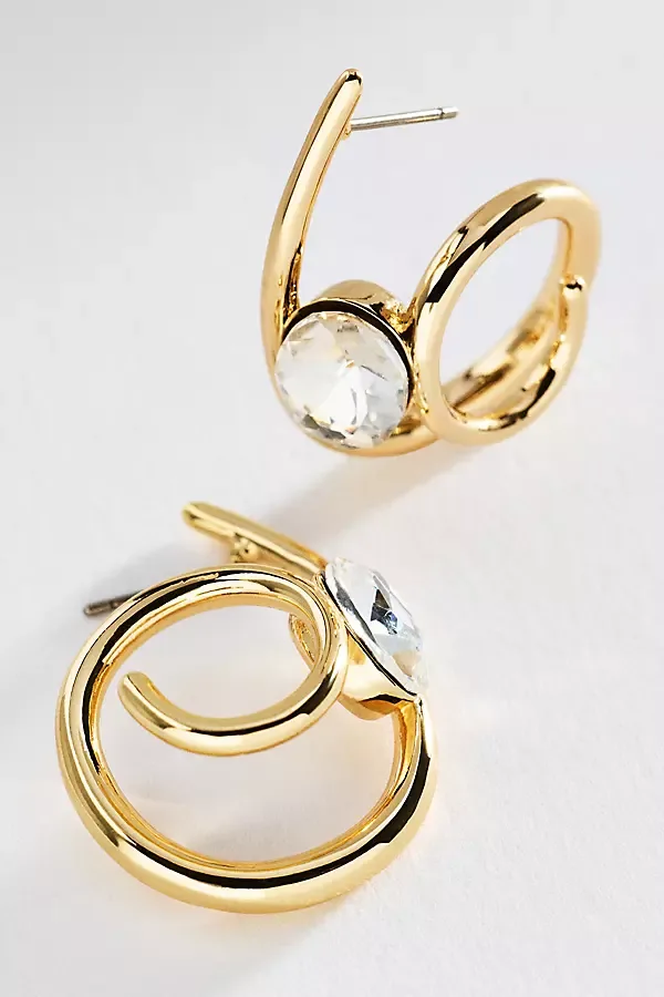 Spiral Crystal Hoop Earrings by Anthropologie
