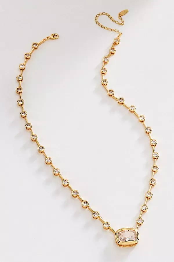 East West Rectangle Crystal Necklace