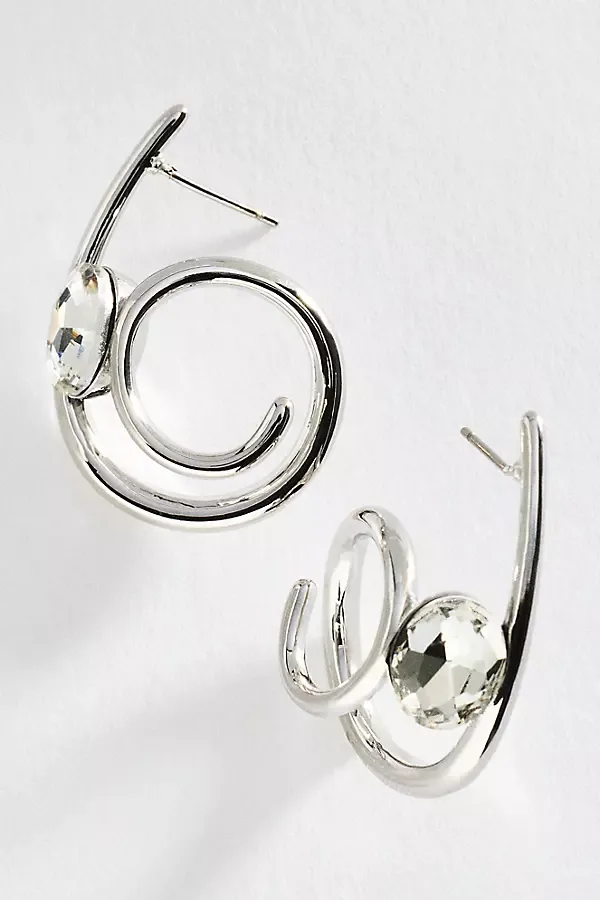 Spiral Crystal Hoop Earrings