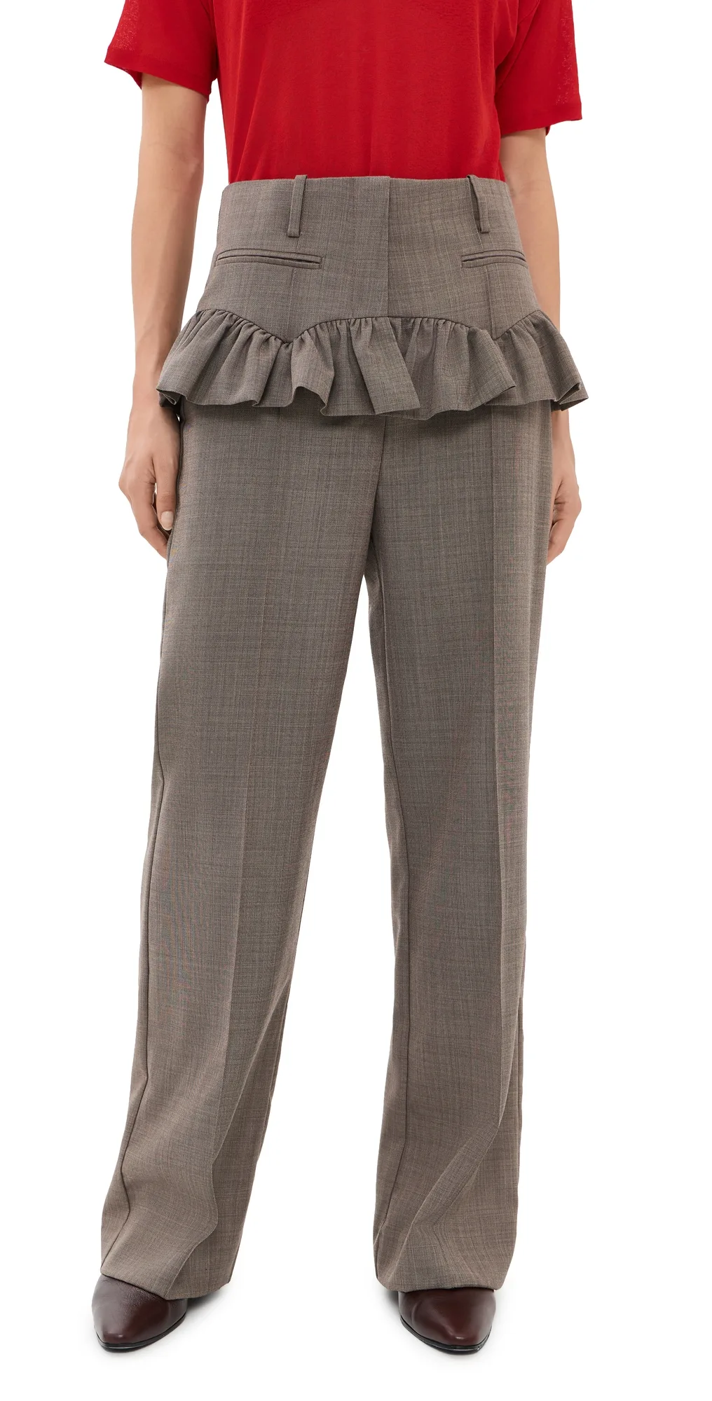 Wool Blend Melange Suiting Skirt Pants by GANNI