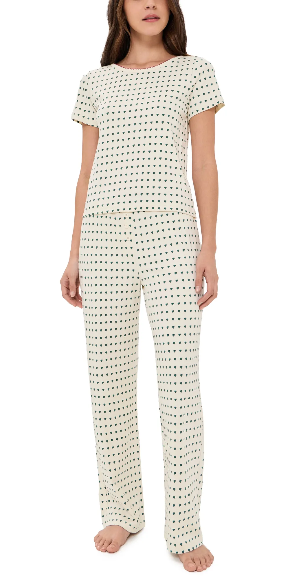Cozyland by Morgan Lane Floating Hearts Baby Jean Long Pajama Set by Morgan Lane
