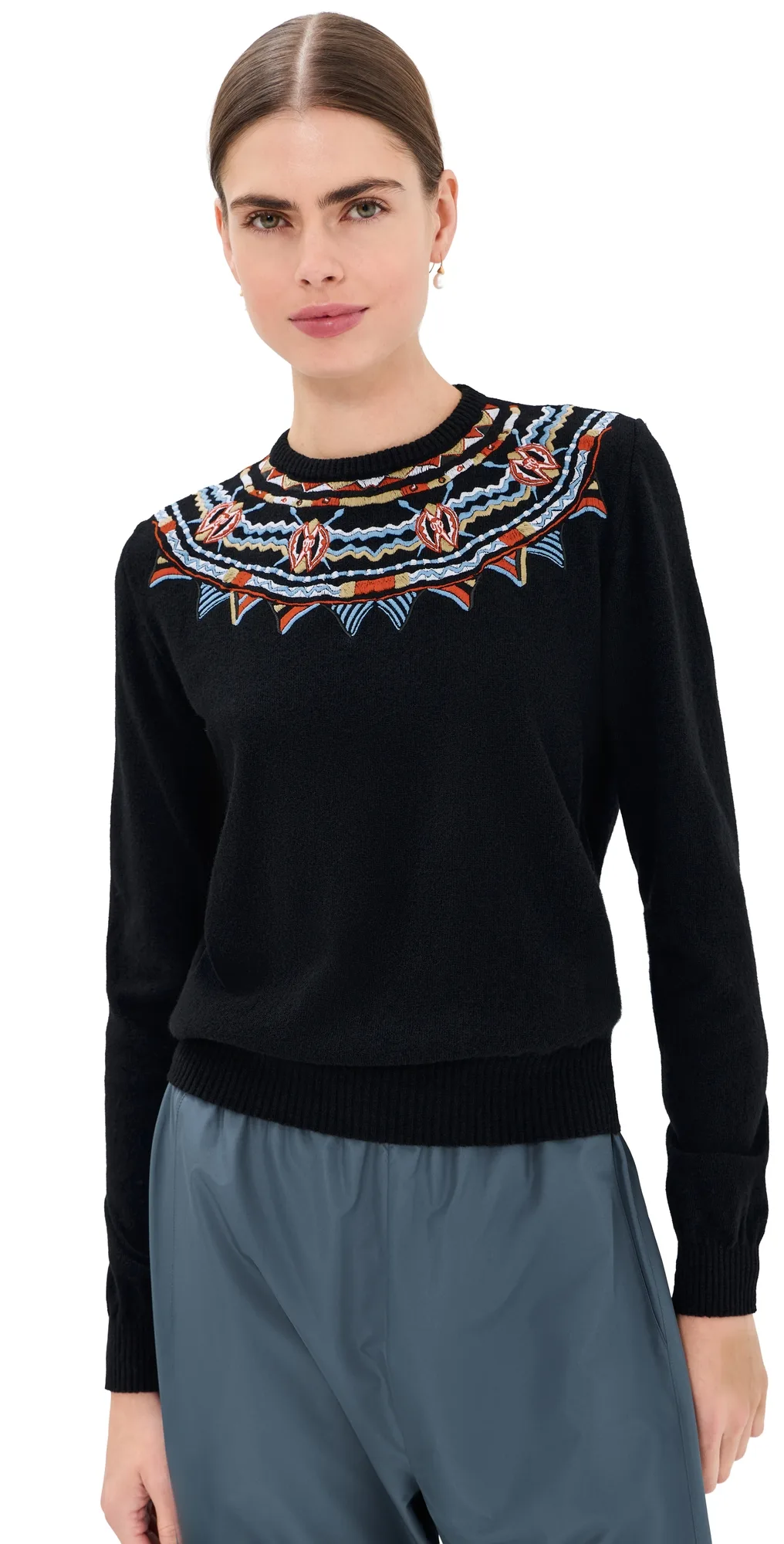 Embroidered Crew Neck Sweater by Stella Jean