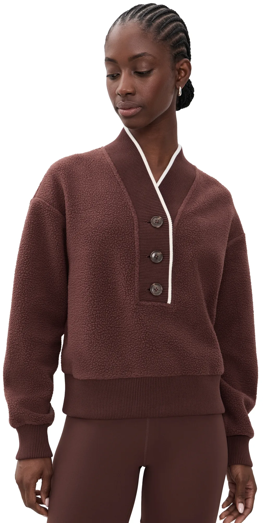 Brenna Button Neck Fleece Sweatshirt by Varley