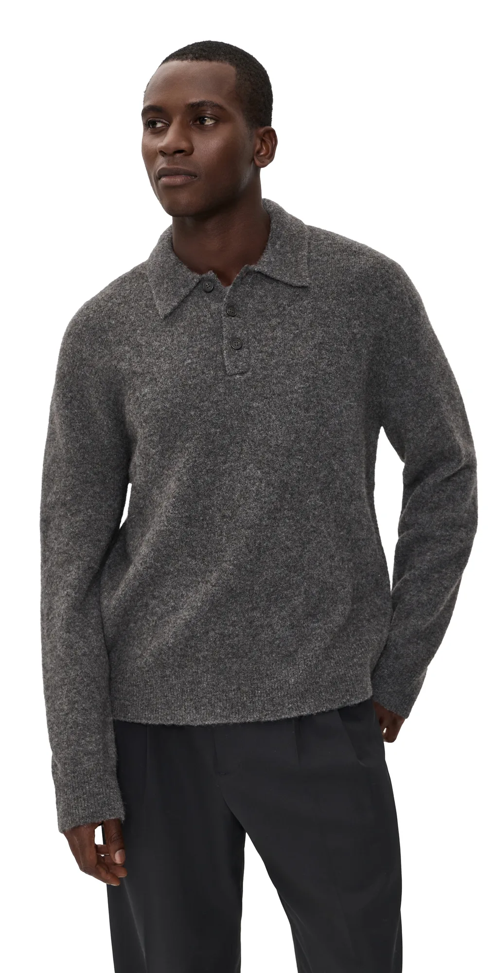 Long Sleeve Polo in Baby Yak