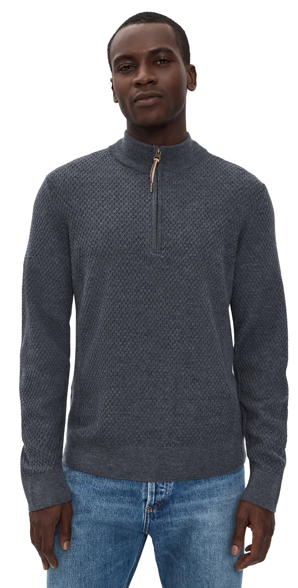 Honeycomb Quarter Zip Wool Sweater by Billy Reid