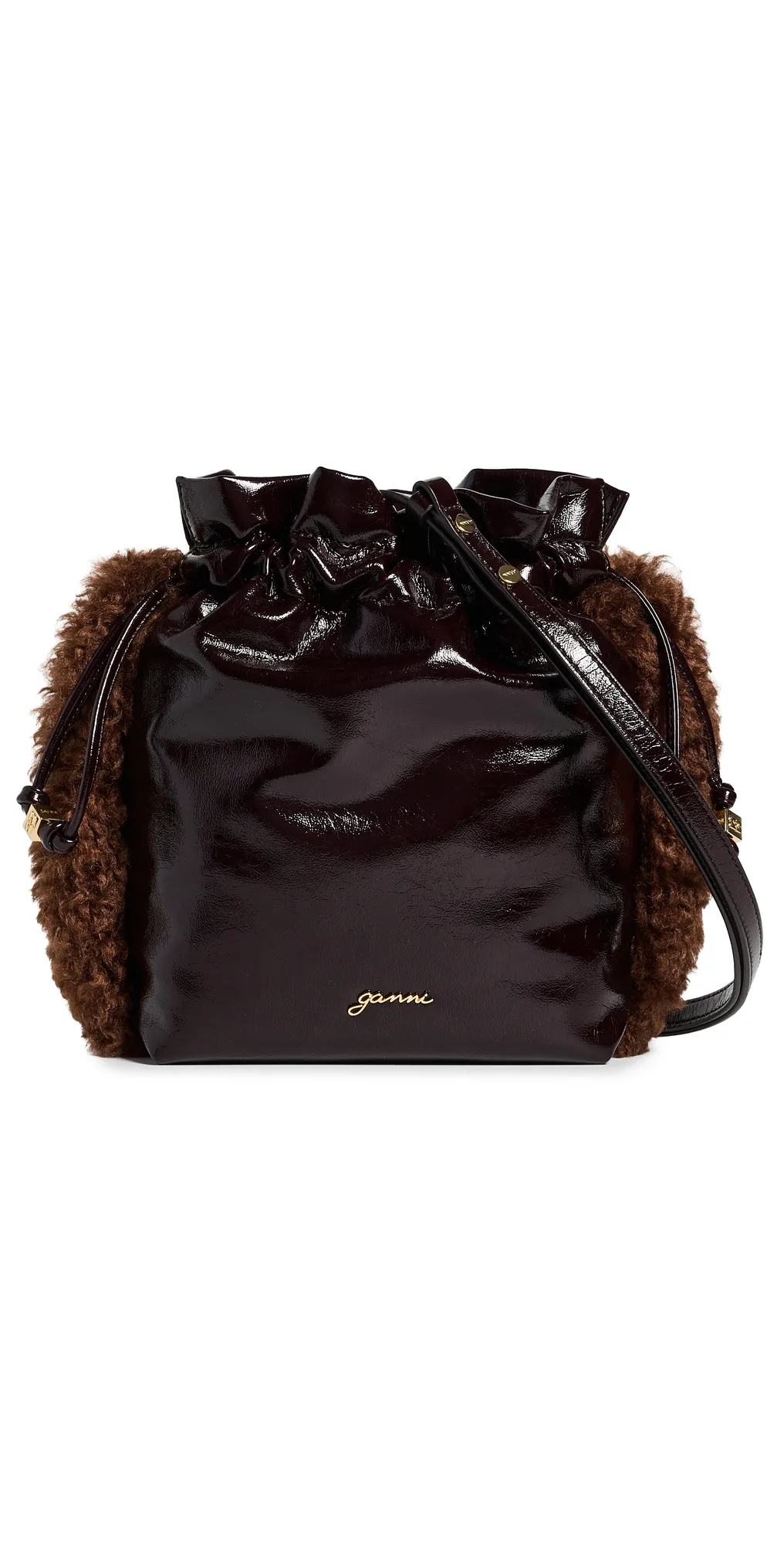 Faux Leather Deep Shine Party Pouch by GANNI